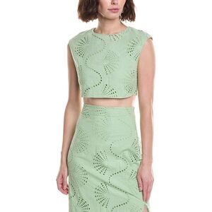 Colette Rose Womens  Embroidered Top, Green